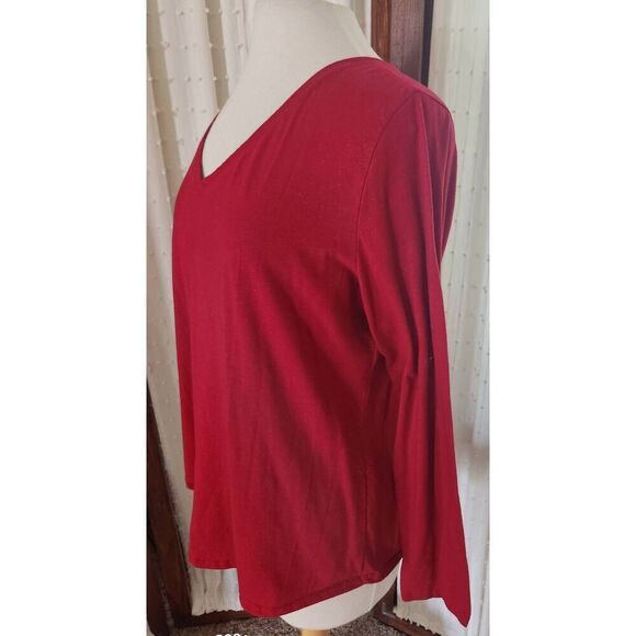 T80 Sonoma Good For Life red long sleeve everyday tee with silver sparkles - Picture 3 of 8